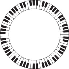 シンプルなピアノ鍵盤の丸フレームのイラスト © maromayu