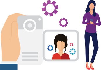 The girl is using mobile phone.