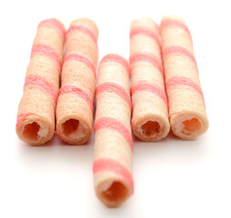 Tasty cinnamon rolls isolated on white, set

