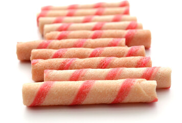 Tasty cinnamon rolls isolated on white, set

