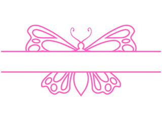 Hand Drawn Butterfly Frame Line Art
