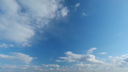 White clouds background. Blue sky with copyspace background. Timelapse.