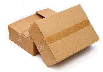 close up of a cardboard box on white background
