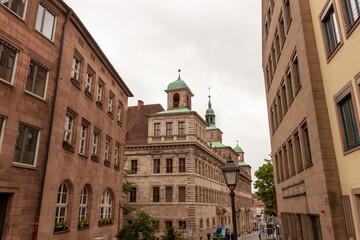 On the streets and square in the inner city of Nuremberg, Bavaria, Germany