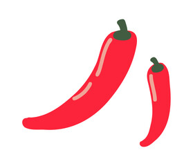 Red chili peppers. Healthy organic food. Fresh vegetables. Vector illustration