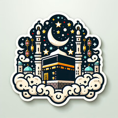 Obraz premium kaaba grand mosque mecca islamic symbol and logo representing spirit of islamic