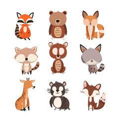 Obraz premium close-up view of several curious animals in a bright forest meadow