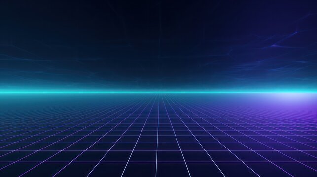 blue purple synthwave background grid line minimalist retro horizontal