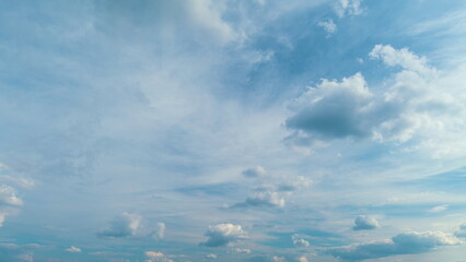 Blue Sky White Clouds. B-Roll Cloudscape Cloudy. Layer Of Clouds Moving In Blue Sky Moving...