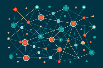Lines and dots randomly placed and connected vector illustration. Network concept