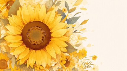 A vibrant sunflower blooms against a backdrop of lush greenery, its golden petals reaching skyward in a joyful display of natural beauty. Each intricately detailed bloom is meticulously cut out and