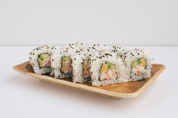 California sushi roll on a plate