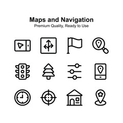 Pack of maps and navigation premium quality icons