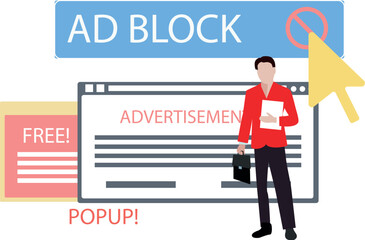 The boy is standing in front of the web page.