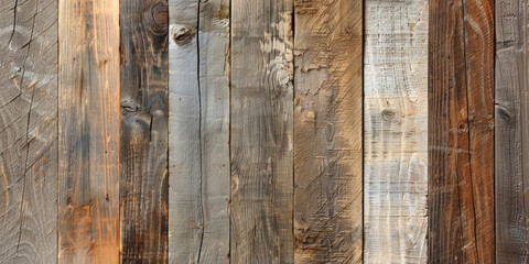 Obraz premium A row of wooden planks with a mix of brown and gray tones