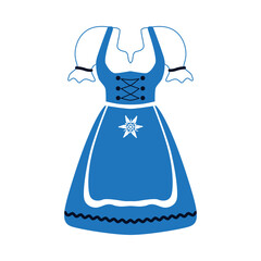 Dirndl. A traditional Bavarian dress consisting of a blouse, skirt and apron. Oktoberfest. The Bavarian national costume. Traditions of Germany. Vector illustration isolated on a white background.