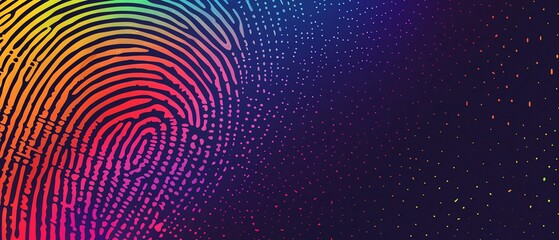 Biometric fingerprint in rainbow colors, symbolizing unique identity and LGBT pride, ideal for Pride Month and highlighting unique identities within the LGBTQIA community