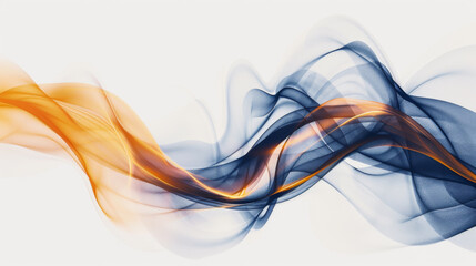 White background with textured waves in dark blue and orange colors. Soft multi-colored lines on a white background. Geometric patterns and digital balance.