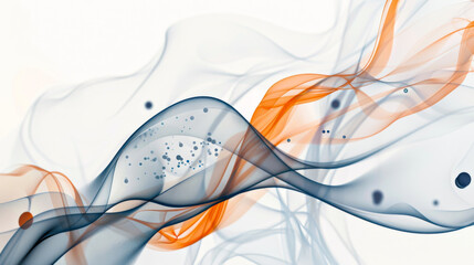 White background with textured waves in dark blue and orange colors. Soft multi-colored lines on a...