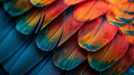 Fototapeta premium A vibrant feather textures creating a captivating ripple of colors