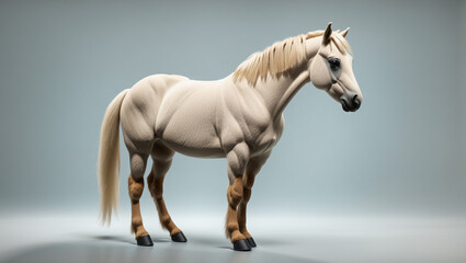 a palomino horse on white background