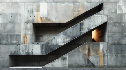 Striking Architectural Geometry Dramatic Interplay of Concrete Light and Shadow