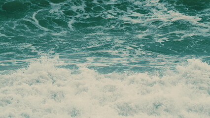 Obraz premium Sea Storm. Beautiful Nature Seawater Wave Texture. Sea Waves Splash In White Foam On Summer.
