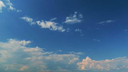 Blue Morning Sky With Pink Clouds. Dramatic Sunrise. Meteorology Heaven.