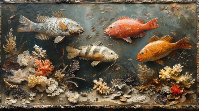 fish market with fish and crustations. seafood in australia