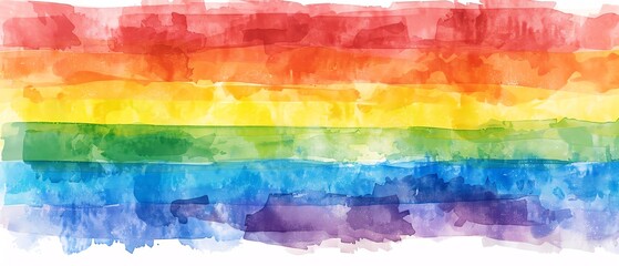 Watercolor rainbow flag texture isolated on white background, ideal for Pride Month celebrations, representing LGBTQ pride and the fight for equal rights
