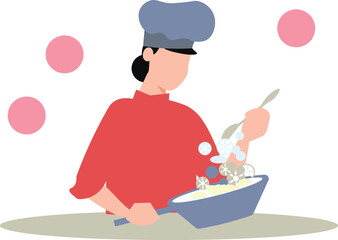 The chef is cooking the food.