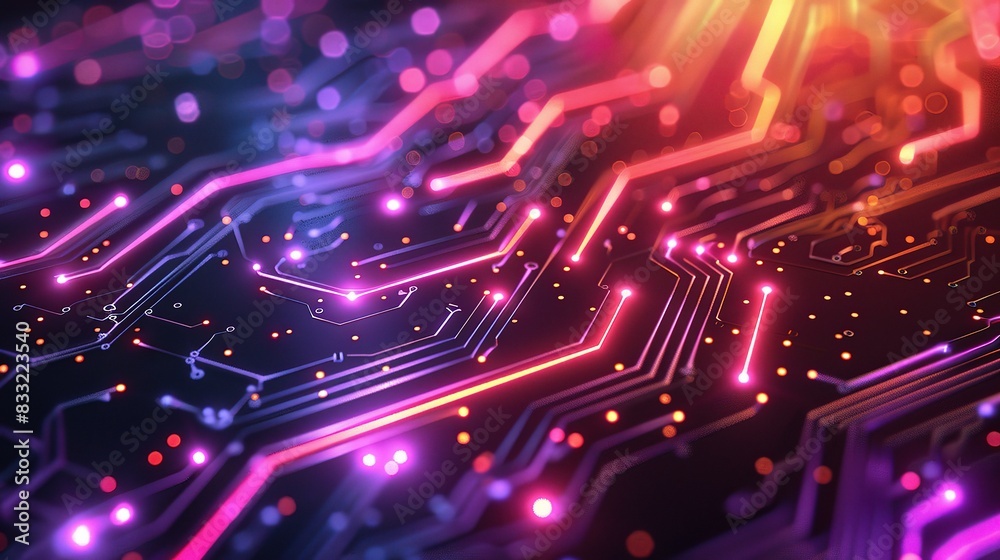 Poster technology pattern featuring an intricate network of glowing circuits