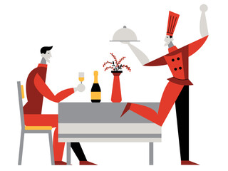 Man having dinner in a restaurant