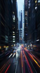 Obraz premium Light flow of traffic on evening city highway