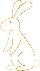Rabbit line golden icon design illustration