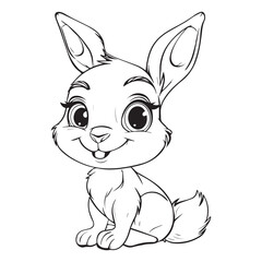 Cute easter bunny, black vector illustration on white background