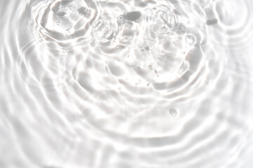 White abstract summer background. Texture clear water. Water waves in sunlight. Copy space