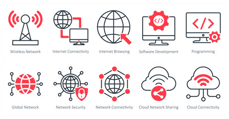 A set of 10 seo icons as wireless network, internet connectivity, internet browsing