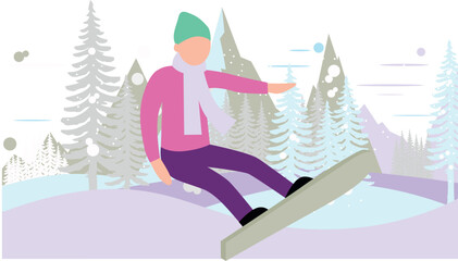 The boy is skating on the ice board.