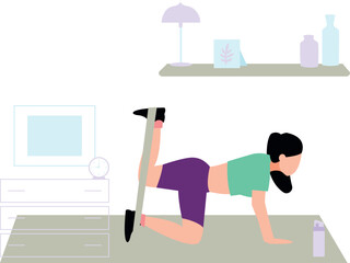 Fototapeta premium The girl is exercising with the band.