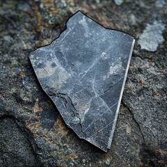 Sharp and modern arrowhead-shaped business card mockup on a stone surface.