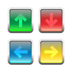 Vector set of arrow buttons. Vector illustration. Menu navigation pointer symbol. Next indicator sign.