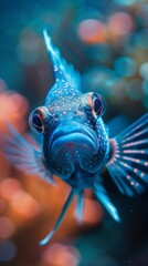 Enigmatic Close-up of Unique Reef Fish with Abstract Background