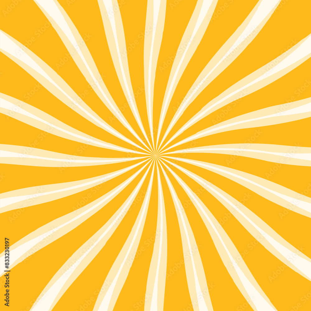 Poster yellow spiral rays background. sunburst pattern abstract background. candy pattern. sunburst colorful vector background