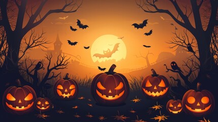 Halloween Home Textile Promotion - Festive Posters and Products with Pumpkin Lanterns
