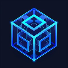 Digital Innovation: Blue Blockchain Icon Symbolizing Cutting-Edge Technology