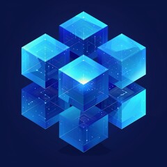 Digital Blue Blockchain Icon Symbolizing Modern Technology and Innovation