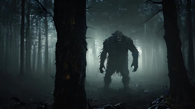 scary big monster in the dark forest