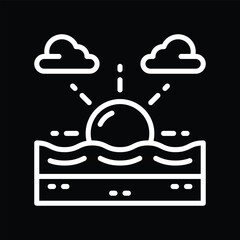 vSunset Over Water Line Drawing