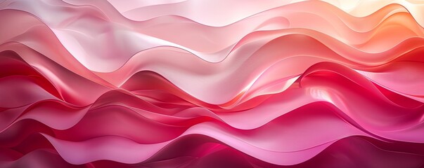 Fototapeta premium Pink 3D layers with smooth transitions and shadow effects, creating a multi-dimensional abstract background